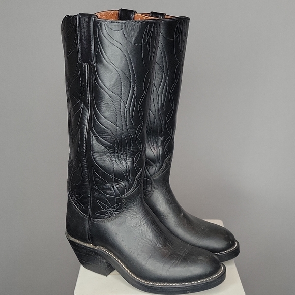 Custom McGlasson Womens Black Leather Cowboy Boots